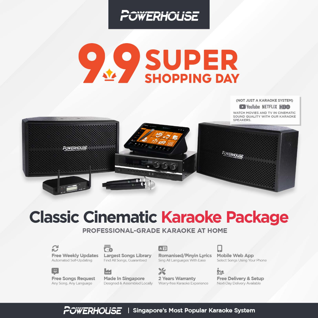 [SG] Powerhouse Cinematic Home Karaoke System with Touchscreen Jukebox