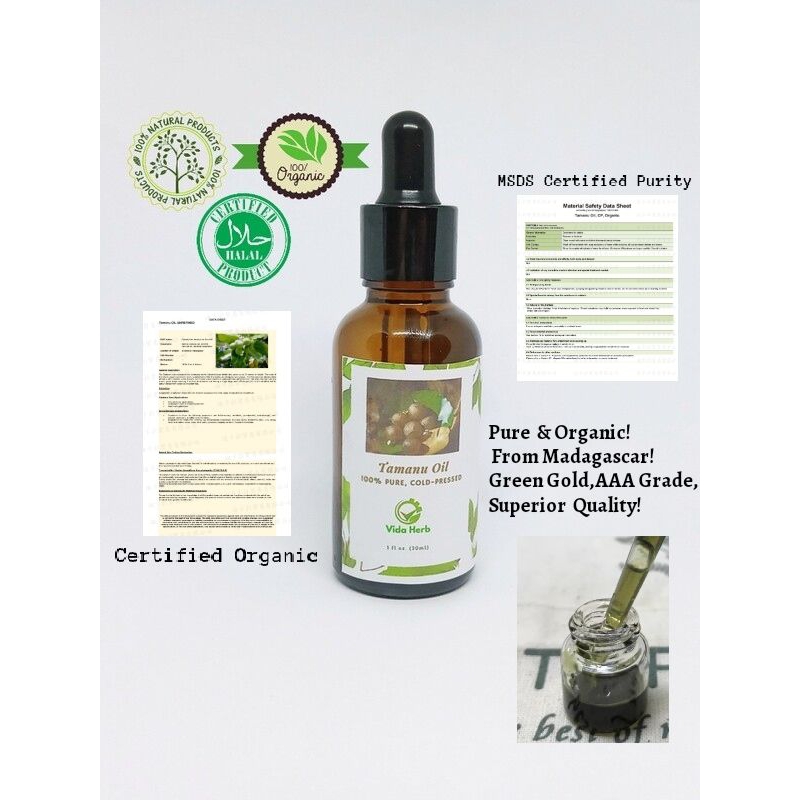 Top Quality Tamanu Oil, 100% pure & cold pressed, 30ml,GC/MS Tested,ISO ...