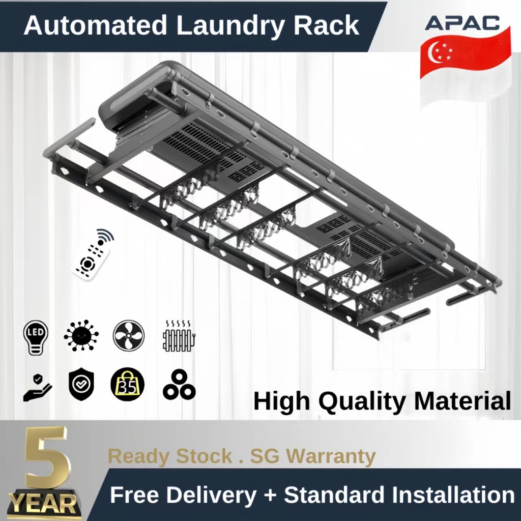 Electric Aluminum Auto Clothes Rack Ceiling Retractable Clothes Drying Rack  With Fan and UV Light
