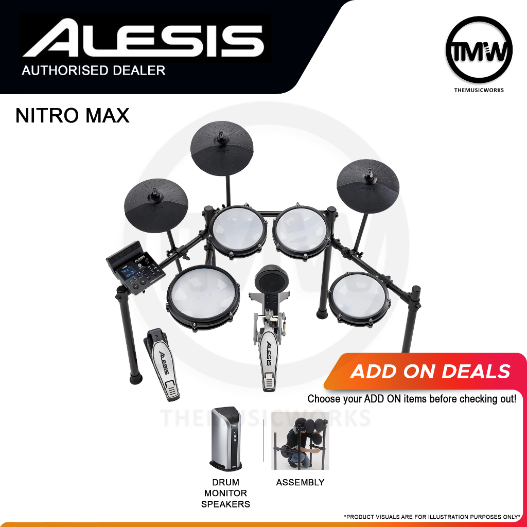 Alesis Nitro Max Kit Foldable Beginner Electronic Drums Set With Dual