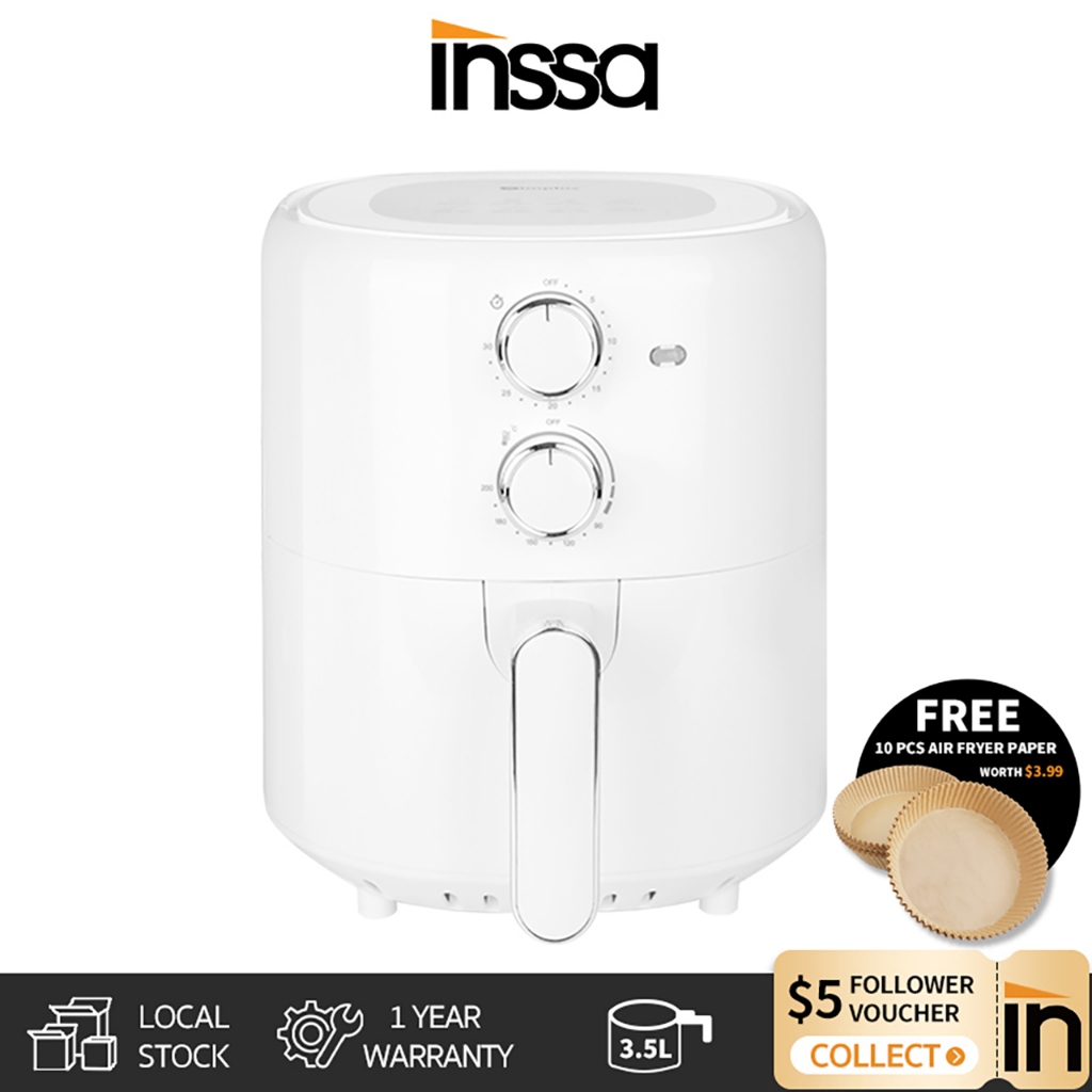 INSSA Air Fryer 5L/3.5L Nonstick Detachable Basket 1500W Small Size Rapid  Heater Oil-free Dehydration KQZG004