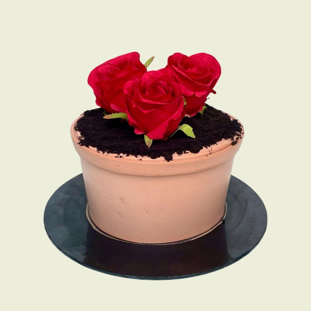 Halal-Certified Red Roses in the Pot Cake | Shopee Singapore