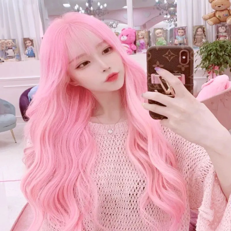 Light Pink Full Wigs For Women Cosplay Lolita Hair Style Tools