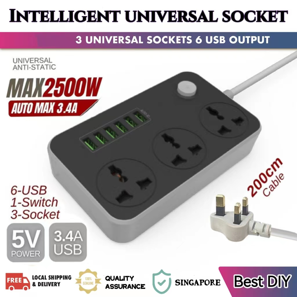 WiFi Universal Smart Power Strip 4 Sockets and 2 USB Universal