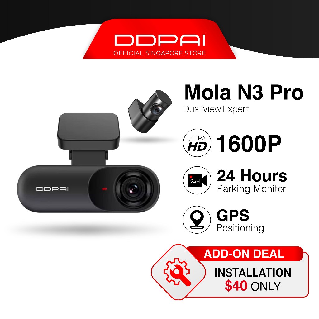 DDPAI Mola N3 Pro Front and Rear 1600P HD Vehicle Drive Auto Video DVR ...