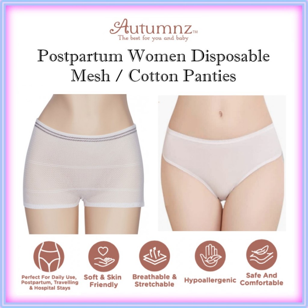 OAN Cotton Women's Disposable Maternity Underwear Postpartum C-Section  Menstruation Hospital Stays Travel Stretchable Underwear (White)
