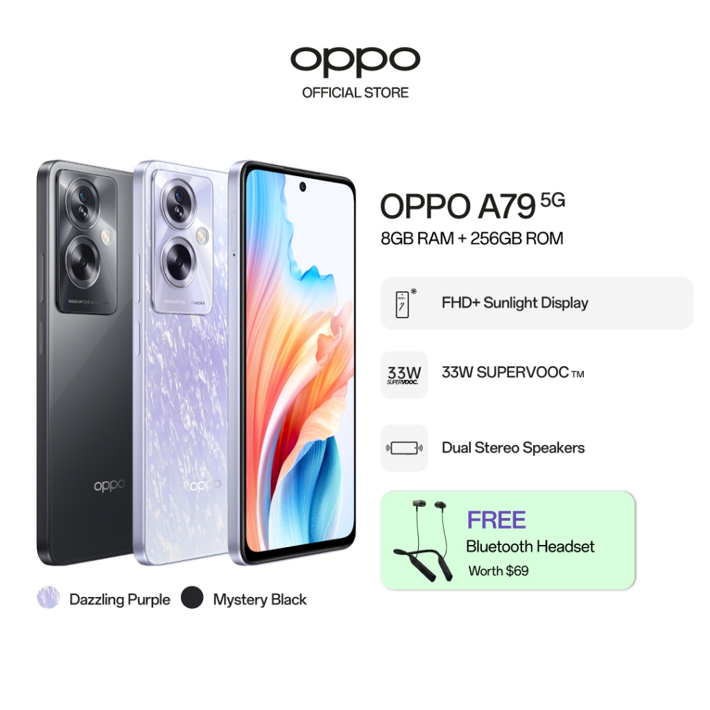 OPPO A79 5G / 8GB + 256GB / Glowing Feather Design / FHD+ Sunlight ...