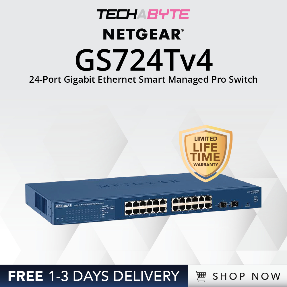 Netgear GS724Tv4 24Port Gigabit Smart Switch with 2