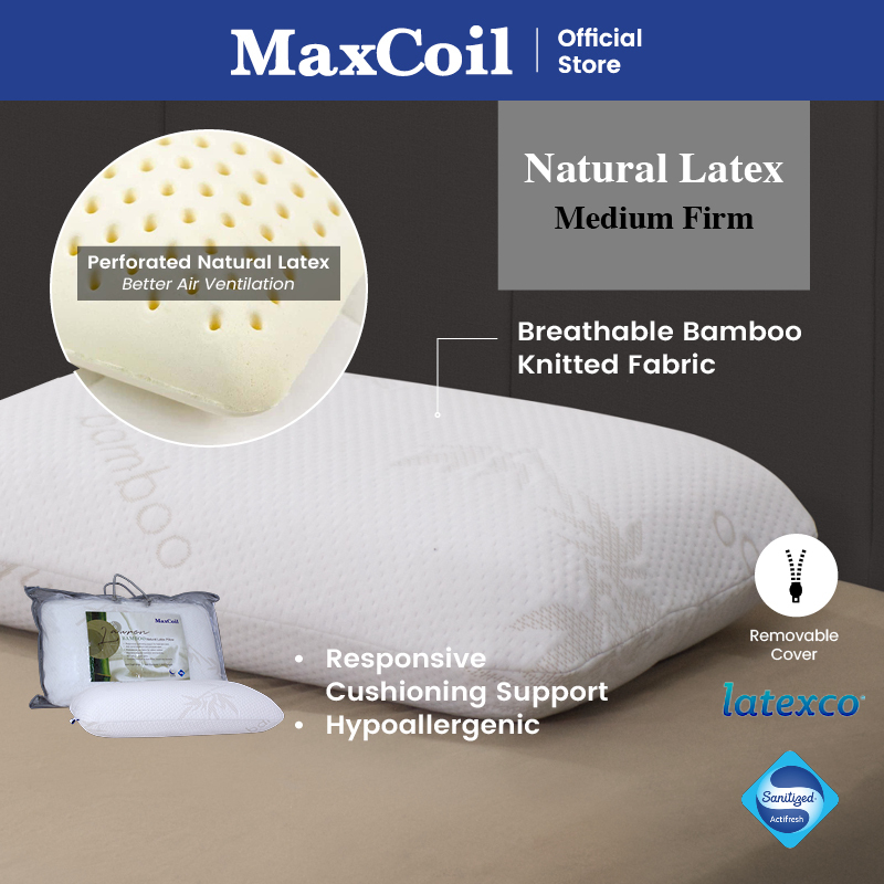 MaxCoil Lauren Bamboo Natural Latex Pillow Shopee Singapore