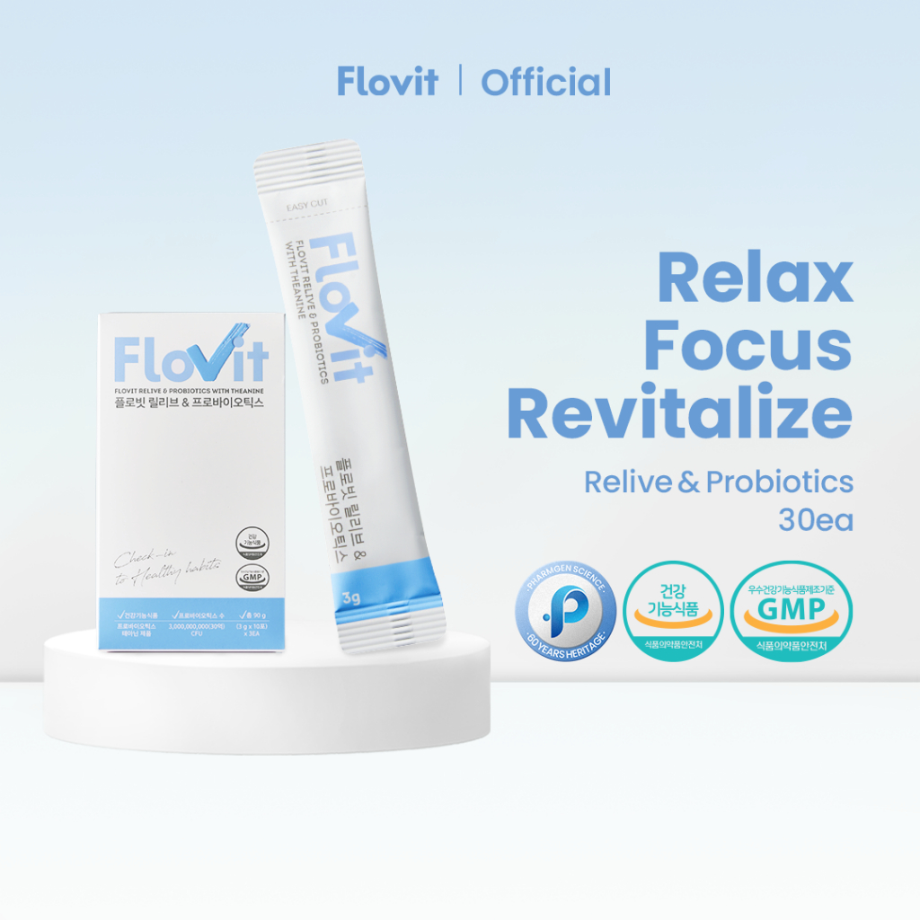[FLOVIT] Relive & Probiotics with Theanine 30EA x 1 Box (3g x 30EA per ...