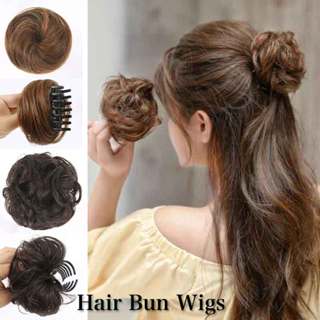 Inage Hair Bun Wigs Natural Fluffy Curly Hair Piece Ring Buns