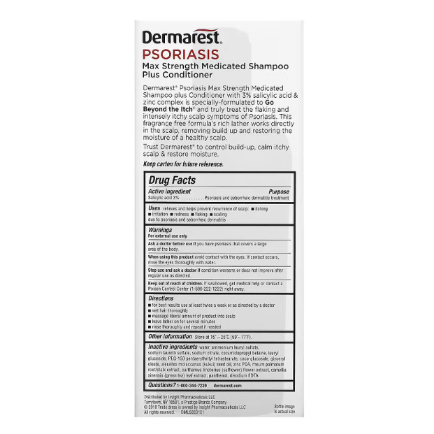Dermarest Psoriasis Medicated Shampoo + Conditioner Fragrance Free ...