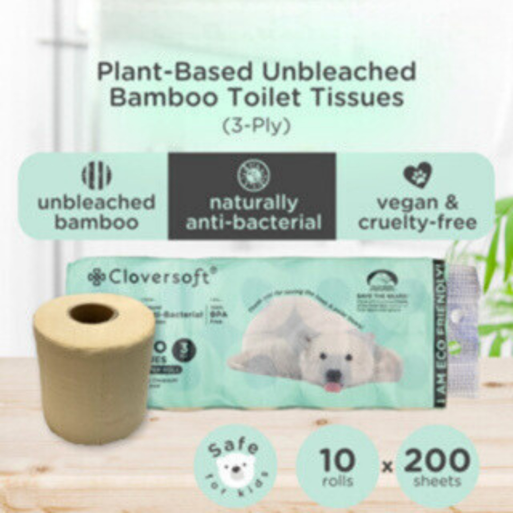 Cloversoft Unbleached Bamboo 3 Ply Toilet Paper Tissues, 200 Sheets Per ...