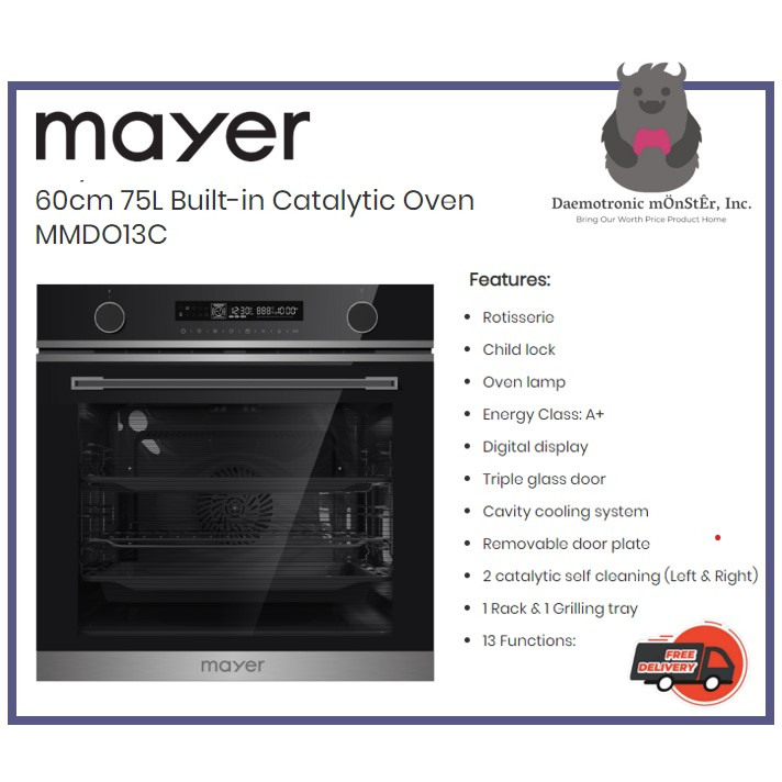 Mayer MMDO13C 75L Builtin Catalytic Oven, 60cm FREE Installation