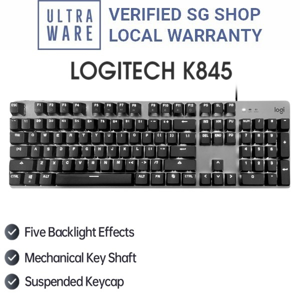 Logitech K845 Mechanical Backlit Aluminium Keyboard - Brown Switch ...
