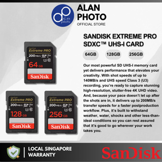 SanDisk Extreme PRO SD Card (32GB/64GB/128GB) 200MB/s Class 10 U3