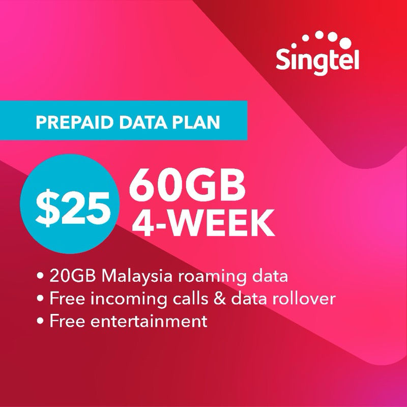 SingTel 60GB (20GB Malaysia Roaming) mobile phone prepaid sim card data