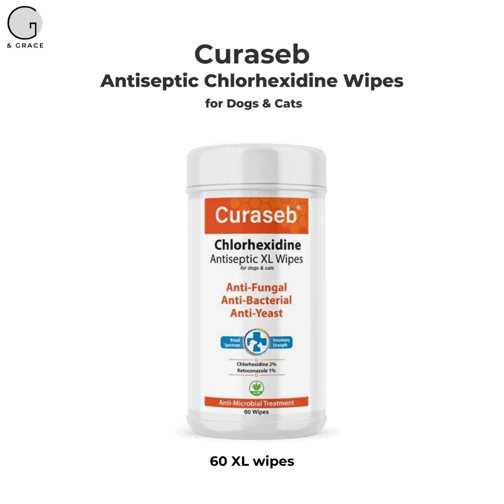 Curaseb Chlorhexidine Wipes for Dogs Cats 50 Wipes 60 XL Wipes Shopee Singapore