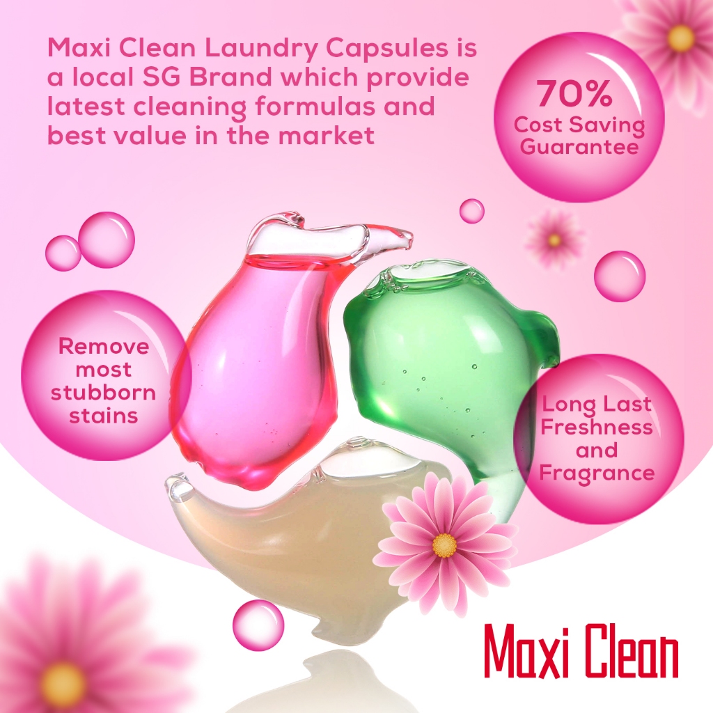 [Maxi Clean] 60 pods -5in1 Laundry Detergent Capsule With Scent Booster ...