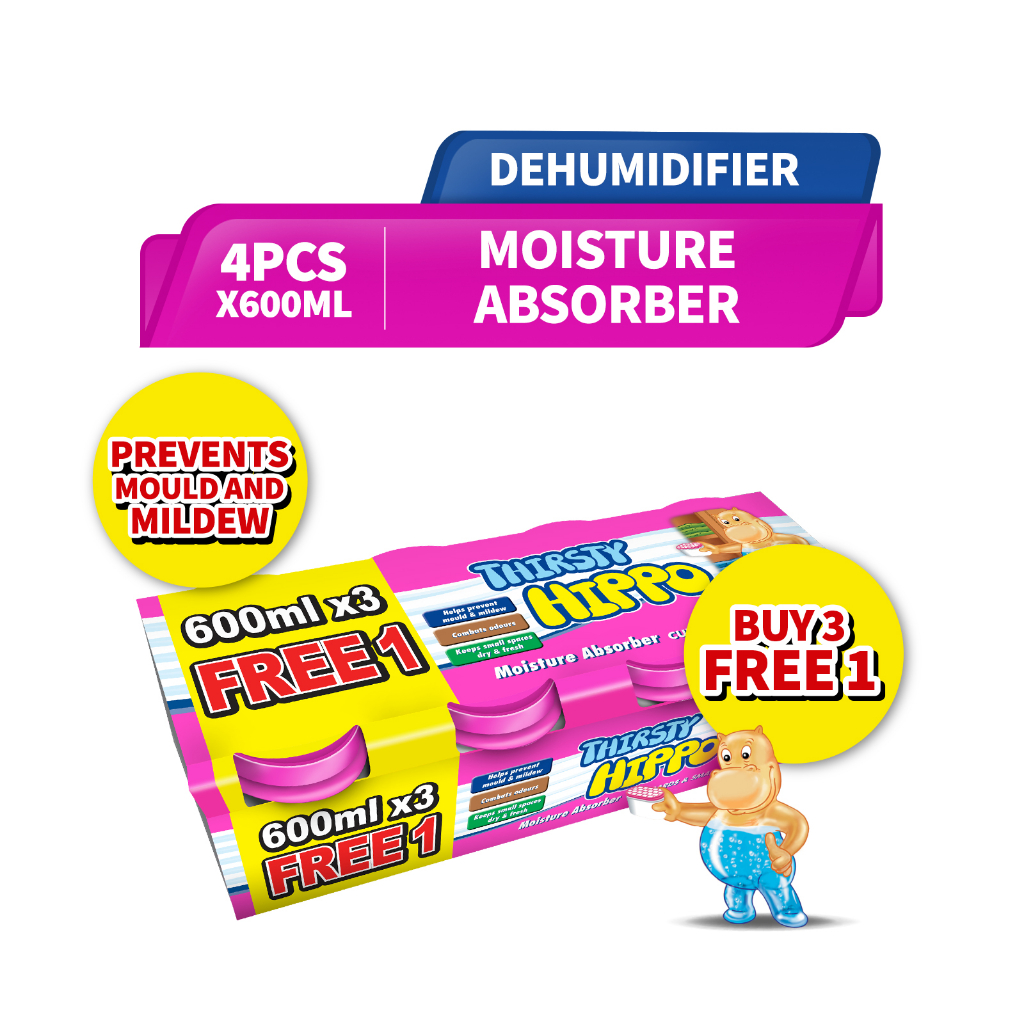 Thirsty Hippo Moisture Absorber (4x600ml) | Shopee Singapore