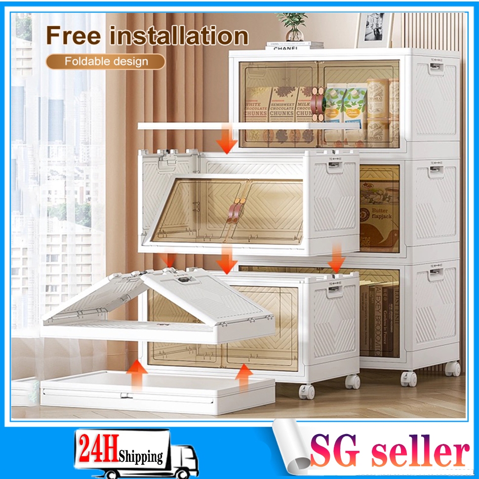 【SG】 Folding Storage Box Wardrobe Transparent Thickened Double
