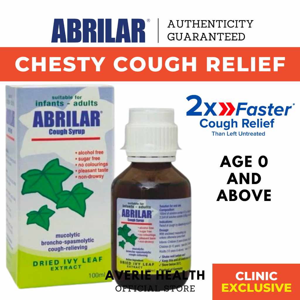 Abrilar Cough Syrup 100ml Ivy Leaf Extract for Chesty Cough Relief