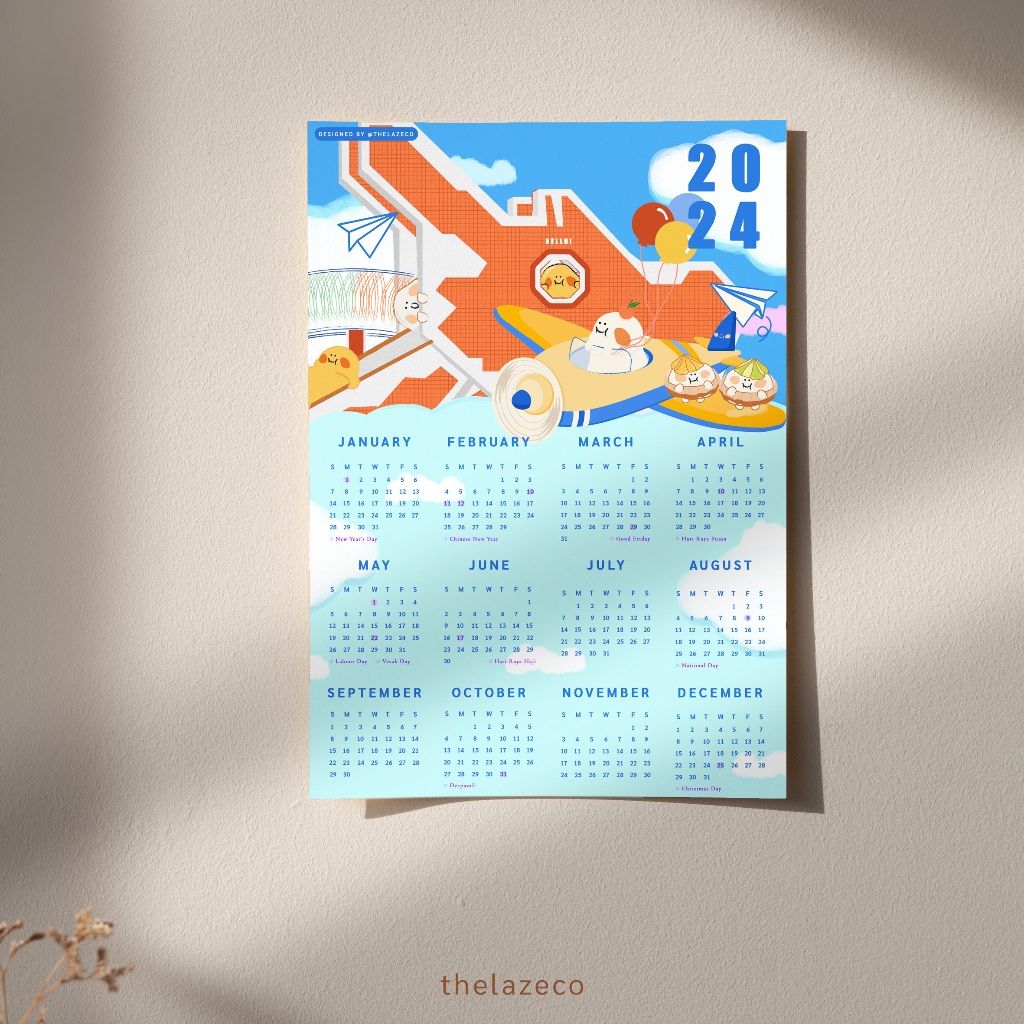 "Toa Payoh Playground" 2024 Wall Calendar poster Shopee Singapore