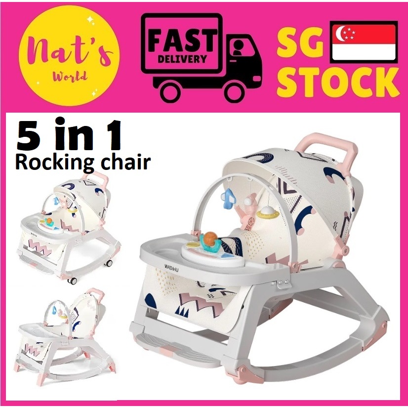 5 in 1 Multi-function Baby Rocking Chair Rocker Bouncer Music Booster ...