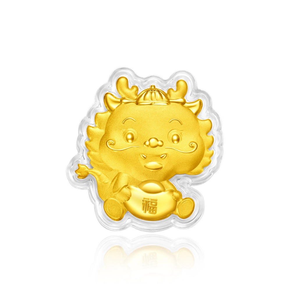 Chow Tai Fook 24K Gold Dragon Charm – 999.9 Pure Gold, Year Of Dragon Fortune Bun Gift, 0.90g