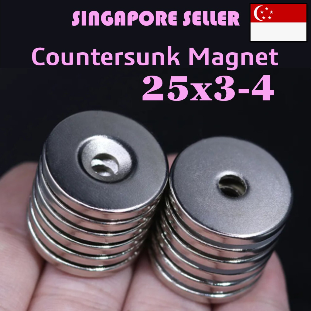 SG SELLER 25x3-4mm Countersunk Neodymium Magnet N35 Strong Permanent ...