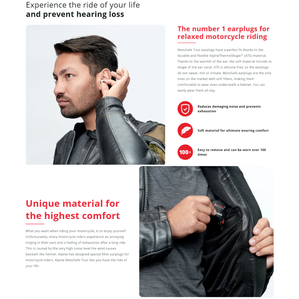 Alpine MotoSafe EarPlugs Motorcycle Accessories for Ultimate Riding ...