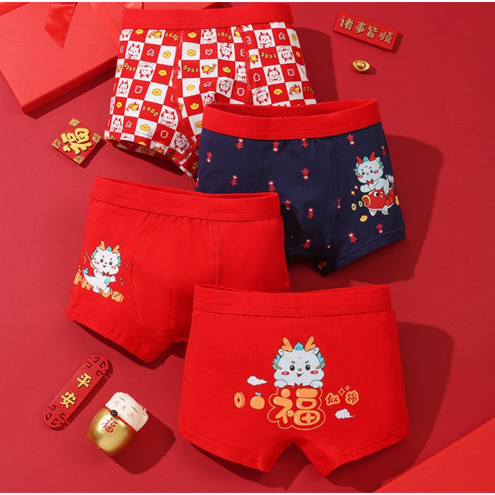 SG Local Stock Boy 4 Pcs Set Soft Cotton Underwear Cute Boy Boxer Shorts Set