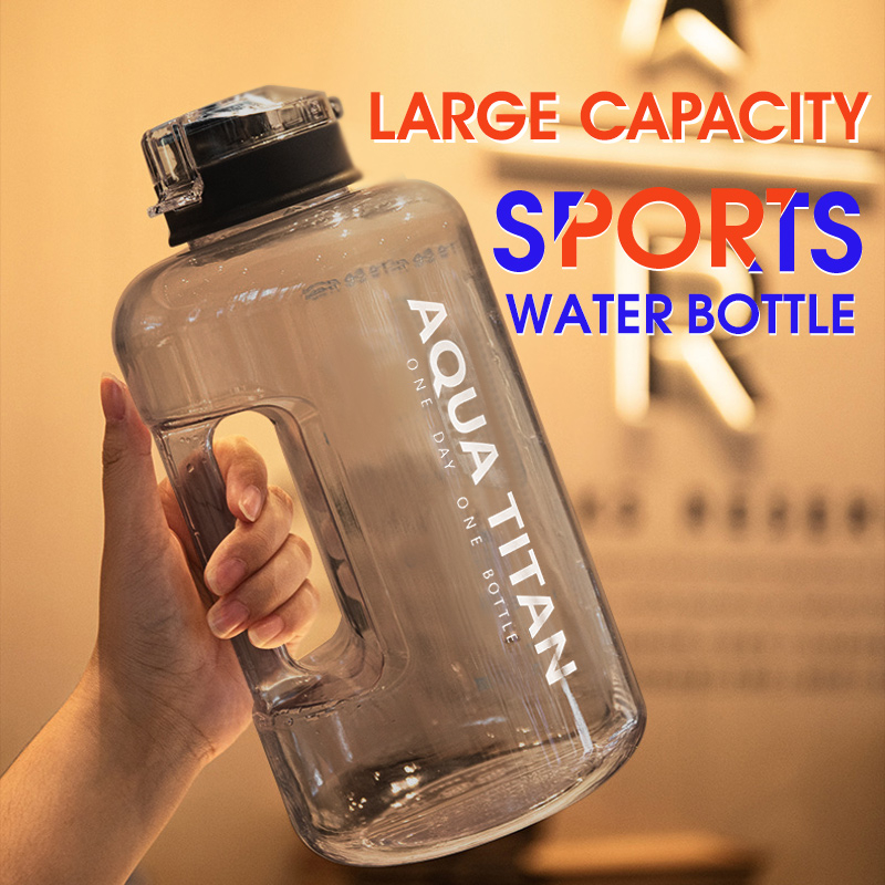 2.2L Large-capacity Water Bottle with Time Marker Portable Fitness Sports Water  Jug Gradient Color