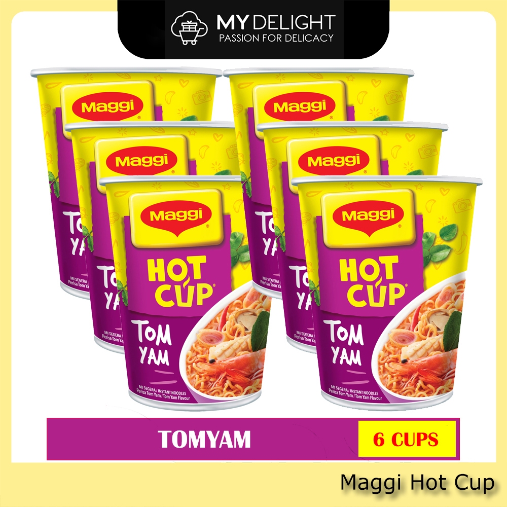 6 Cups) Maggi Hot Cup Instant Noodle Curry Asam Laksa Chicken