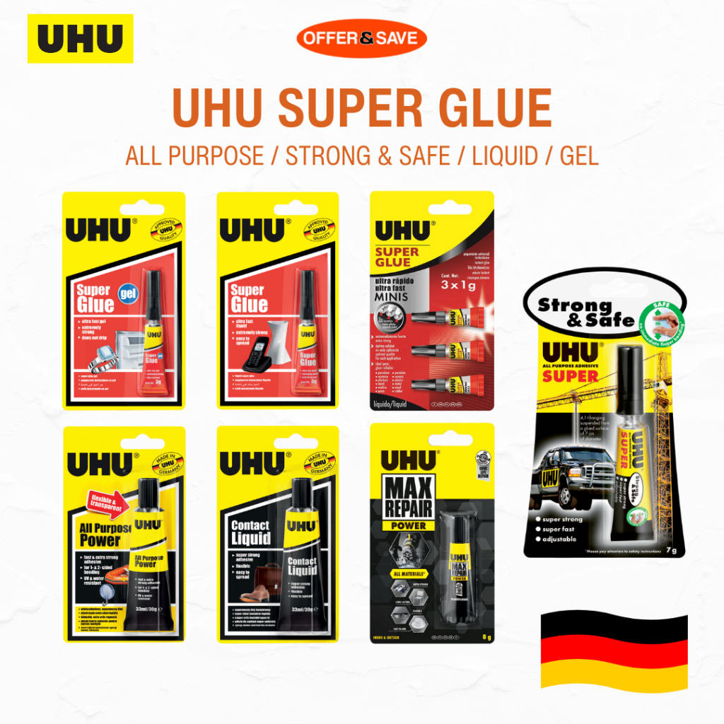 UHU Super Glue Mini / Gel / Liquid / Max Repair / All Purpose / Strong