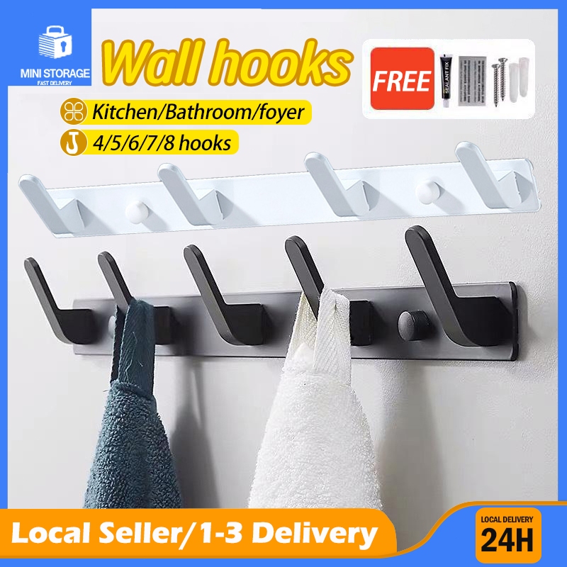 2&1 Multipurpose No Drill & Drilling Wall Hook Door Hooks Clothes ...