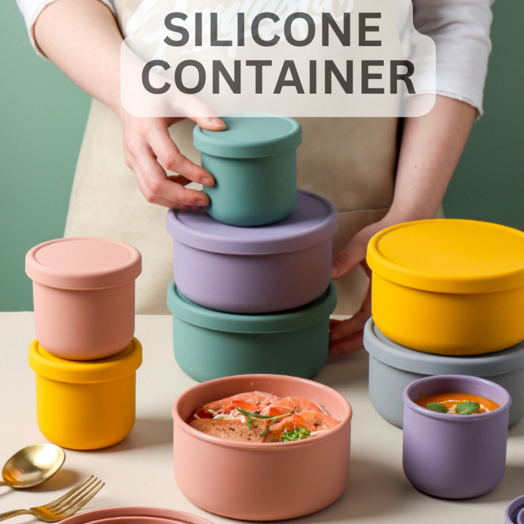 250ml 700ml Silicone Round Food Container Storage Silicon Lunch Box ...