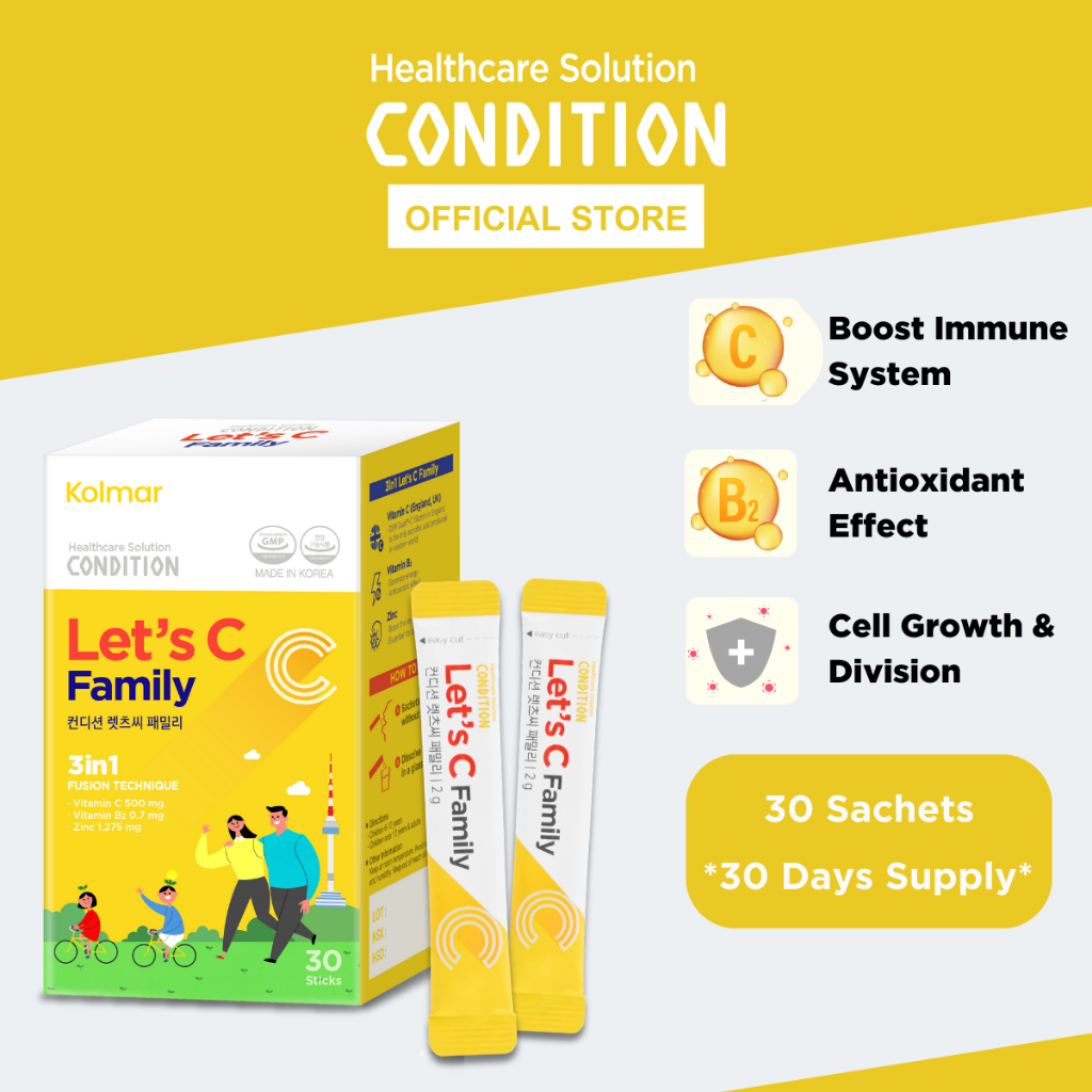 Condition Let's C Family 3-in-1 30s, Vitamin C, B2 & Zinc, Boost Immune ...