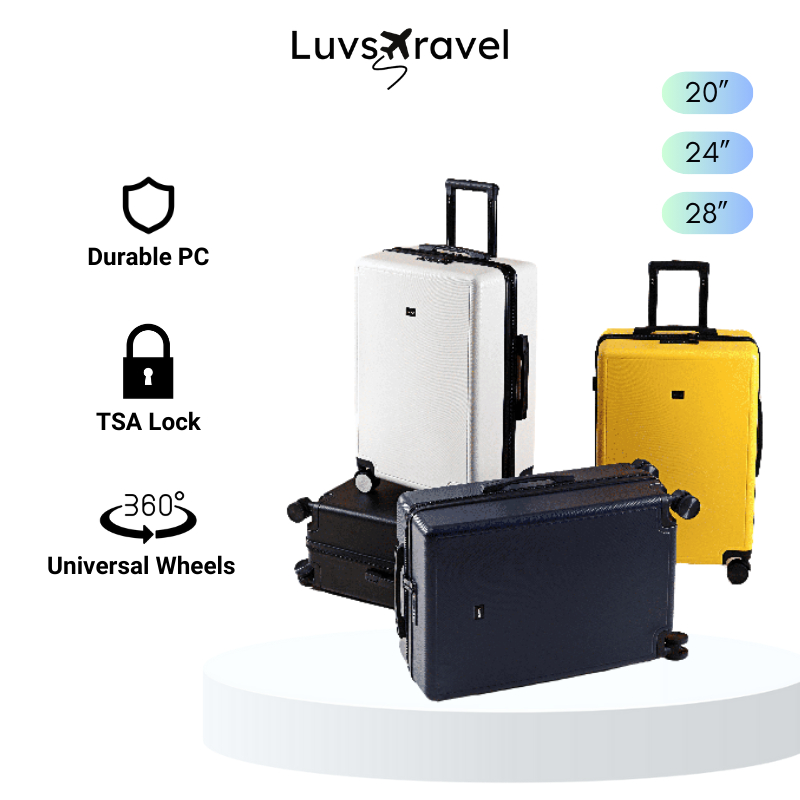 20" 24" 28" PC Luggage v TSA007 Lock, Silent Wheels, Lightweight
