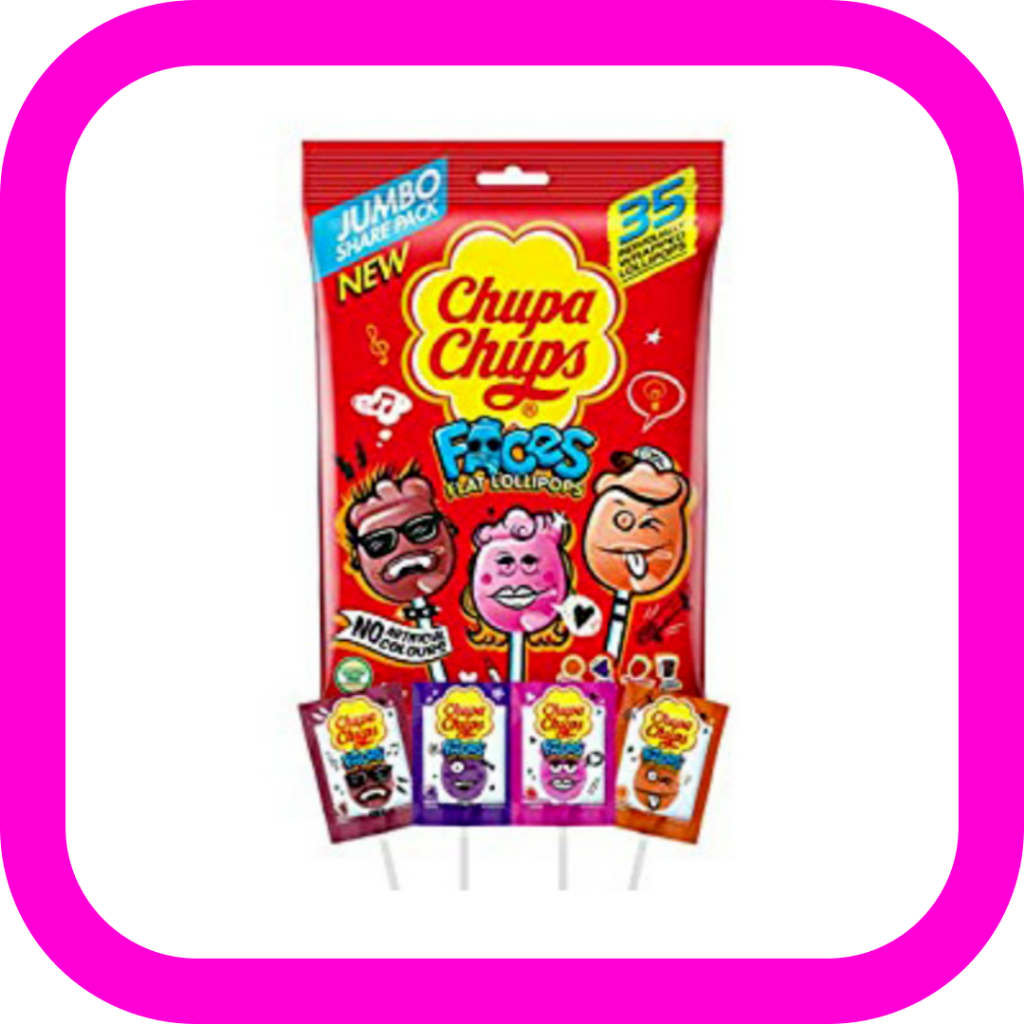 [NEW] Chupa Chups Faces Lollipops 6g (Coke/Orange/Grape/Strawberrry)/ Chupa Chups Flat Lollipops