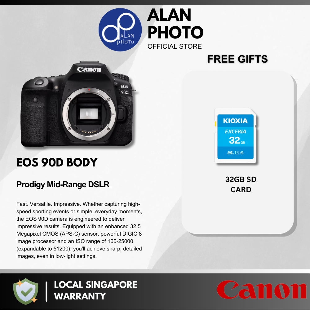 Canon EOS 90D DSLR Camera Body Canon Singapore Warranty Shopee