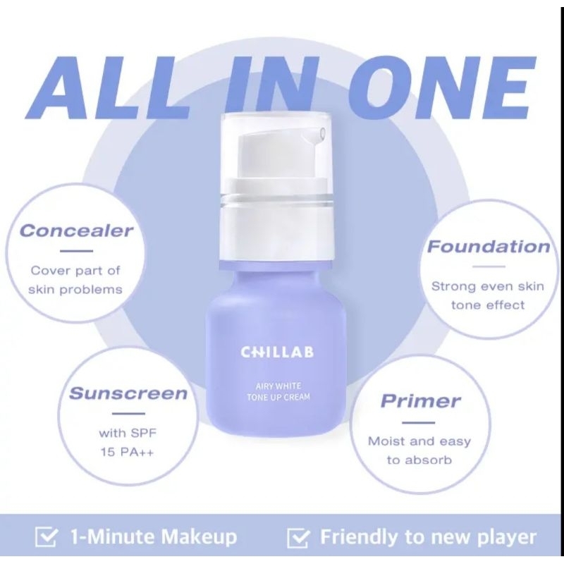 CHILLAB Airy White Tone-Up Cream SPF40/PA+++ ALL IN ONE (Free gift with ...