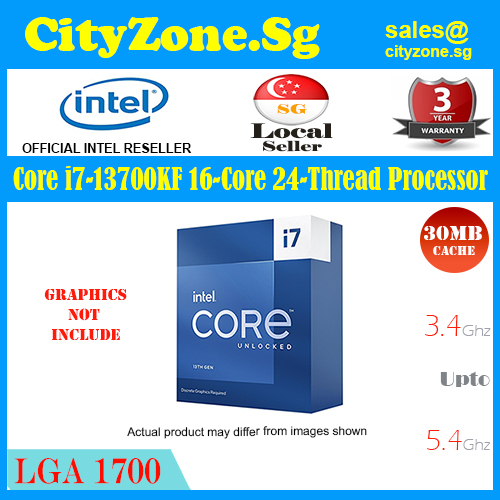 Intel Core i7-13700KF Processor (5.4 GHz, 16 Cores, LGA 1700) Box