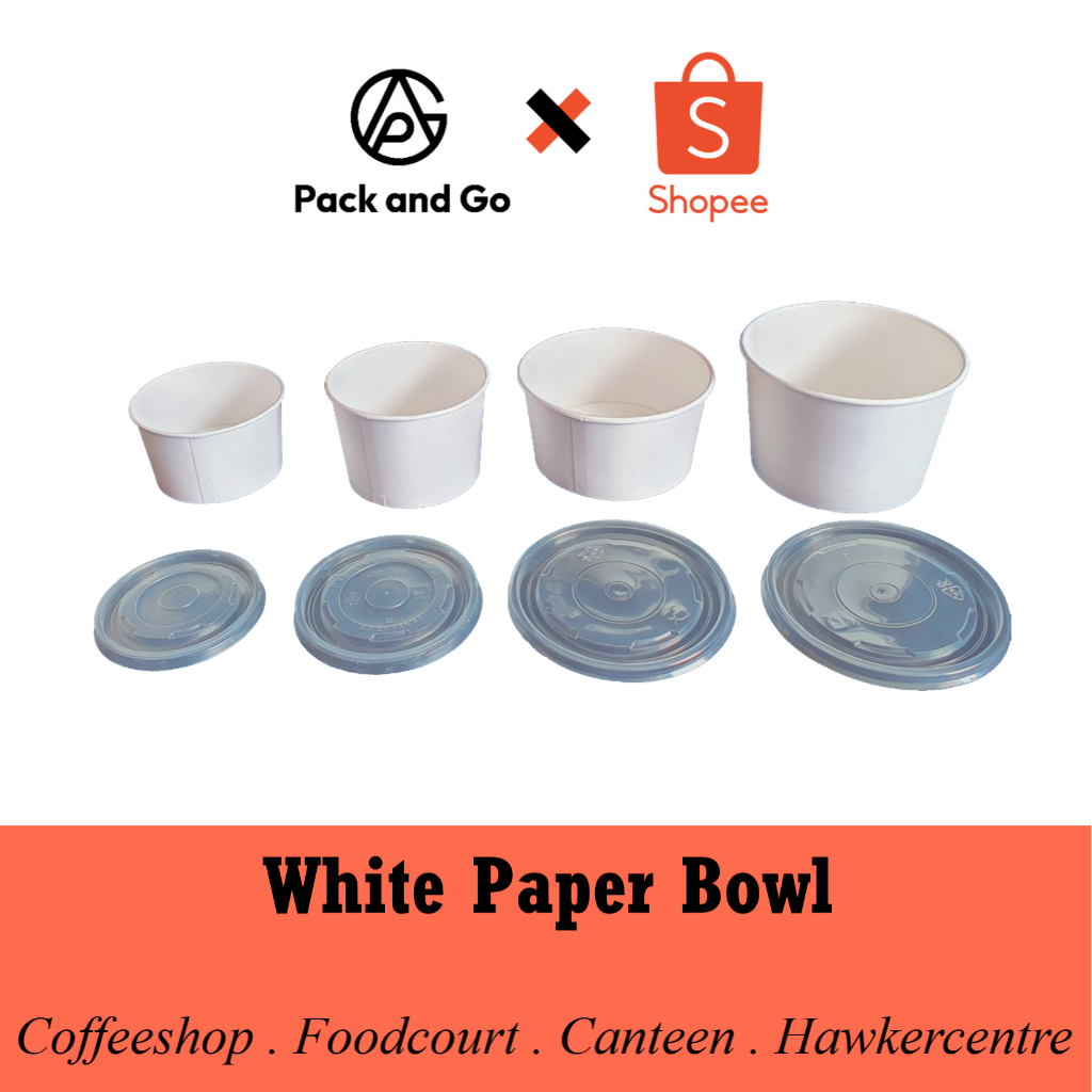 🔥Local Seller🔥 Disposable White Kraft Paper Bowl / Salad Bowl / Lunch ...