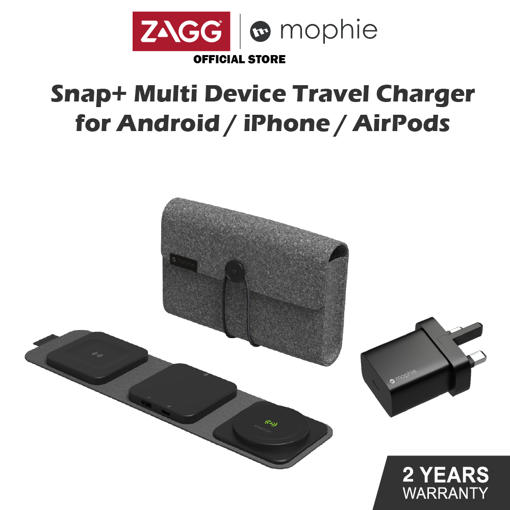 Mophie Multidevice Travel Charger for Smartphone and earphone with