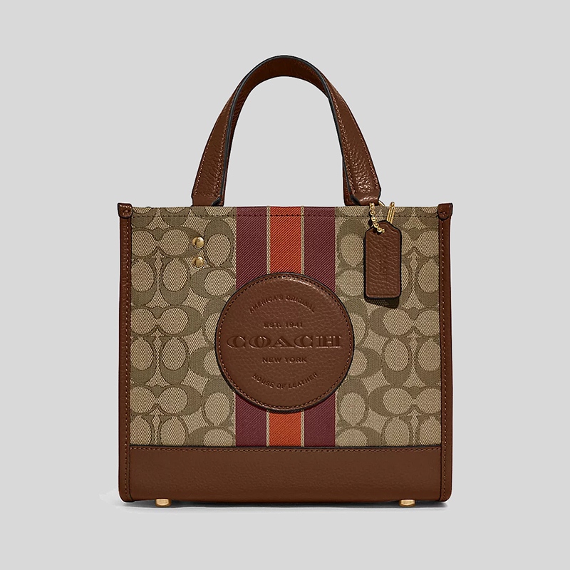 Coach Dempsey Tote 22 In Signature Jacquard With Stripe And Coach Patch ...