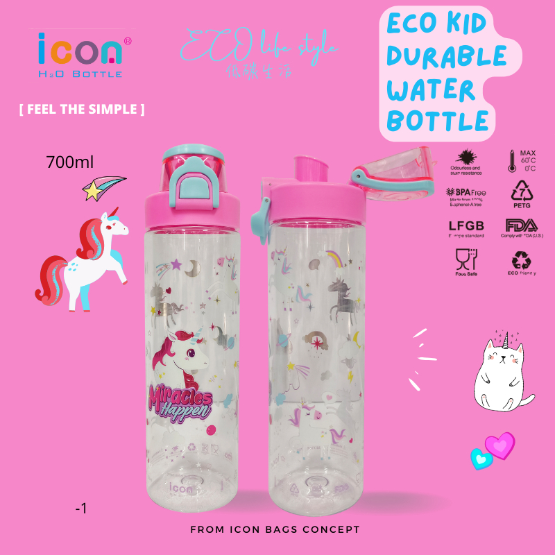 ICON 700ml Water Bottle PETG BPA free Eco friendly in lovely