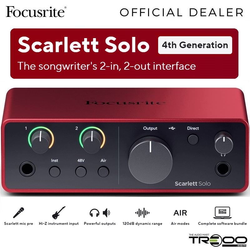 Focusrite Scarlett Solo (4th Gen) USB Audio Interface for Creators ...