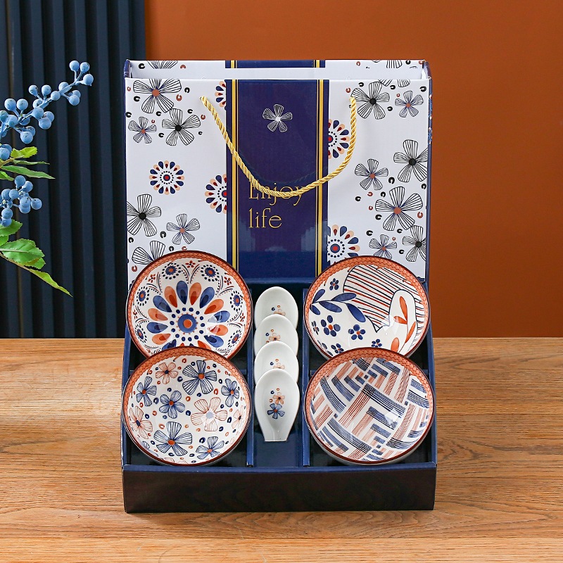 Ceramic Bowl Plate Gift Set Housewarming Wedding Door Gift Chinese New