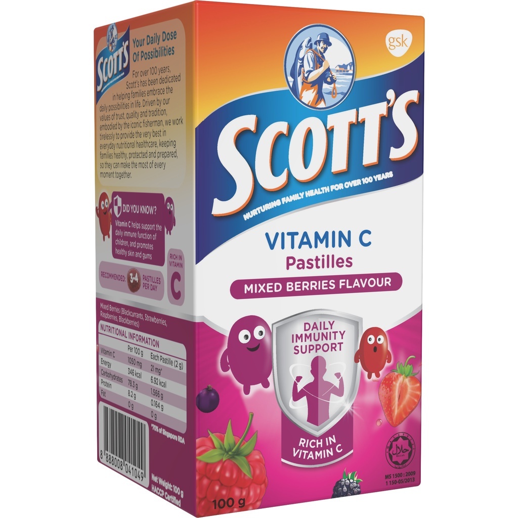 SCOTT'S Vitamin C Pastilles Supplement for Children, Support Immunity ...